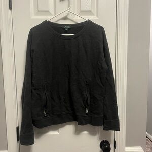 Lauren Ralph Lauren LRL Green Label Grey 100% Cotton Zip Pocket Sweatshirt. L